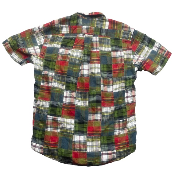 Orvis Large Madras Plaid Short Sleeve‎ 100% Cotton Mens Shirt Green Red - Picture 6 of 6